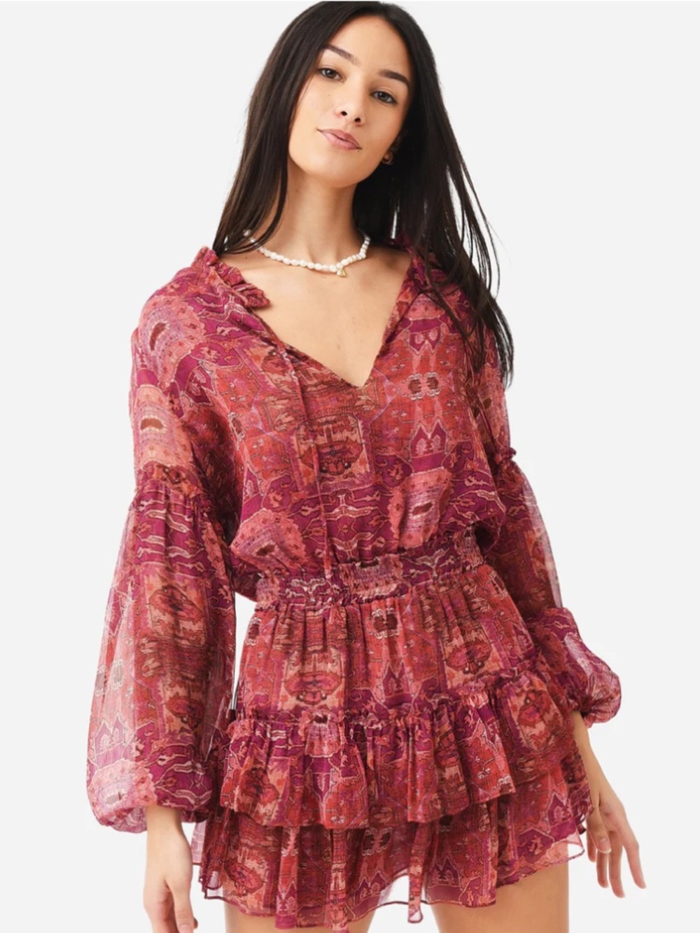 MISA Long Sleeve Teya Mini Dress Size S